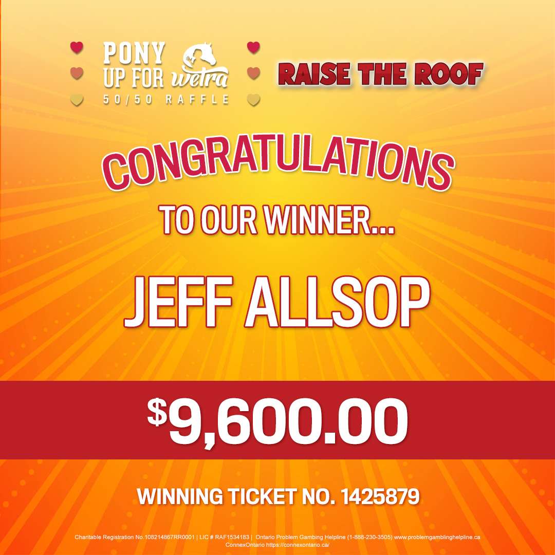 Pony up for WETRA 50/50 winner